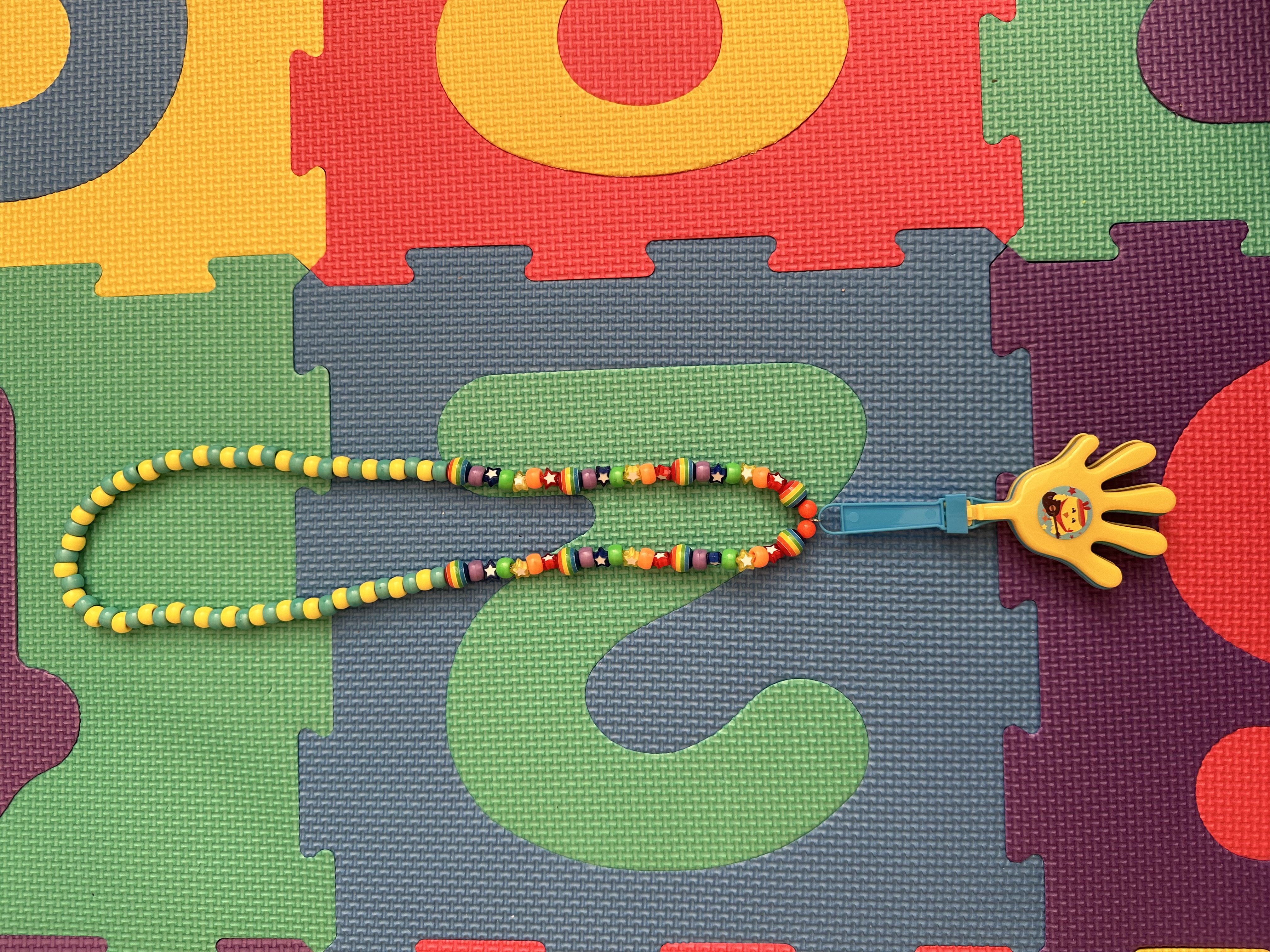 Hand Clapper Blue/Yellow Necklace